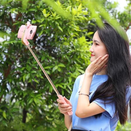 Wireless Monopod Mini Portable Selfie Stick - Pink